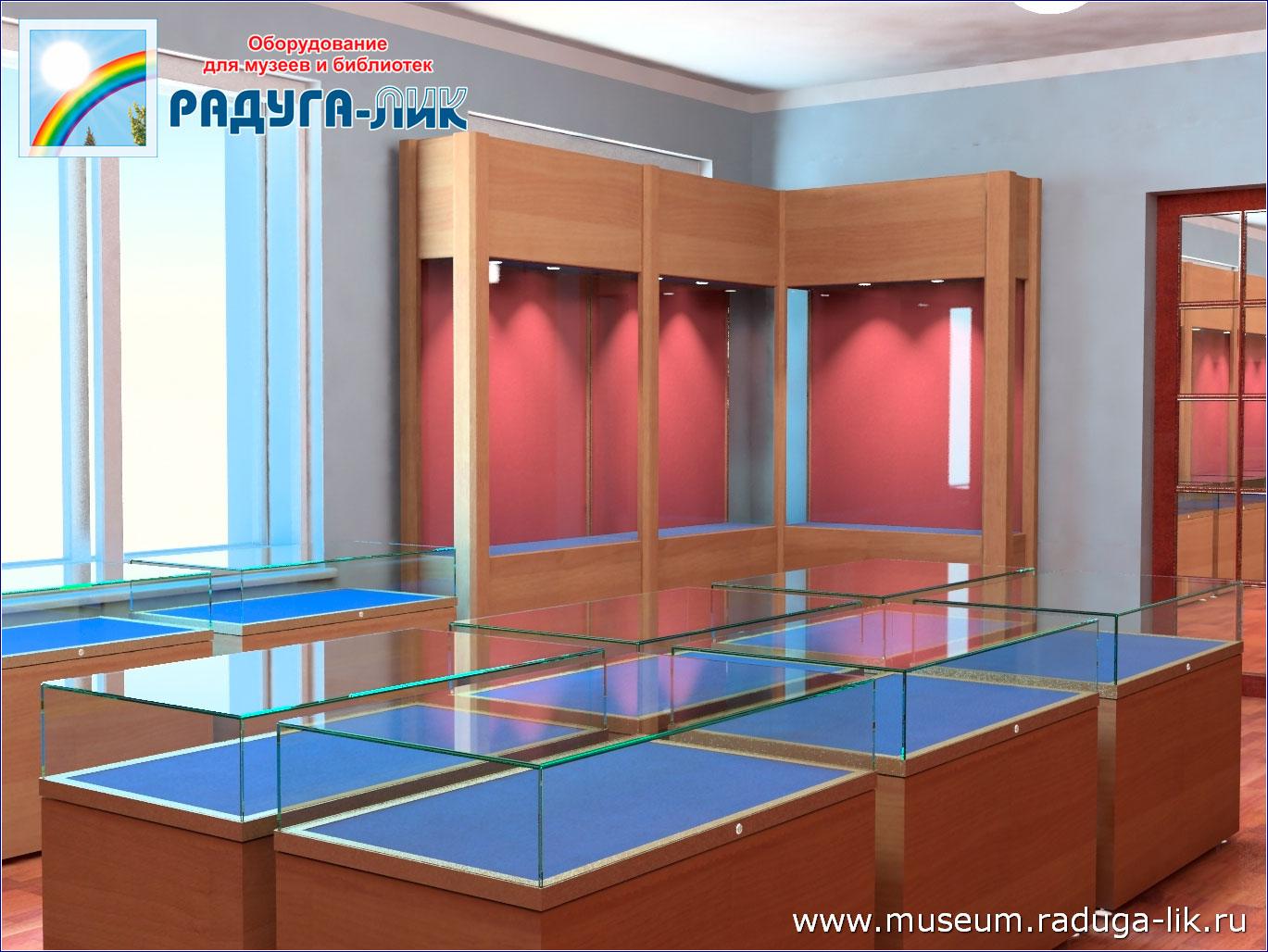 Дизайн-проект экспозиции с витринами из шпонированного МДФ